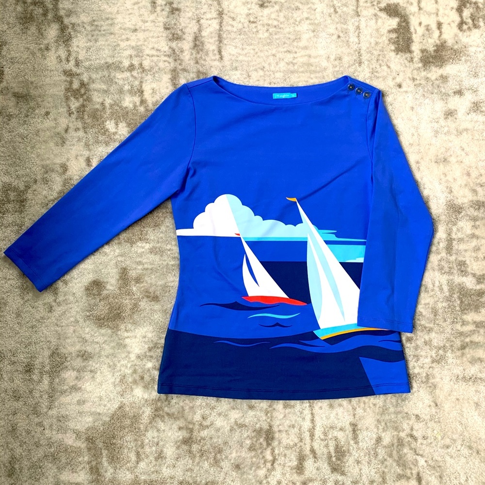 J McLaughlin Sleeve Boatneck Sailboat Tee